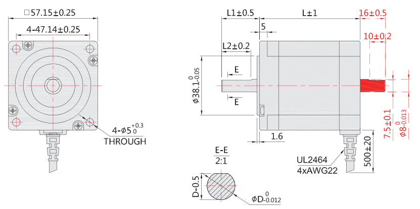 57步進電機外形尺寸圖
